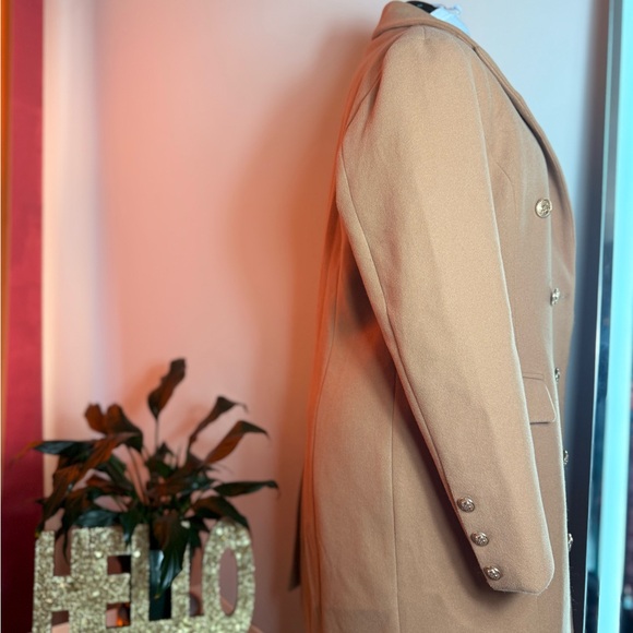 Women's Double-Breasted Tan Coat - Picture 6 of 8